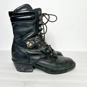 Double H 8 Inch Opanka Packer Black Leather Western Lace Up Boots Size 9.5 Women